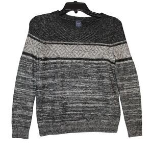Gap‎ Black Gray Wool Blend Fair Isle Nomadic Sweater Womens Size XS